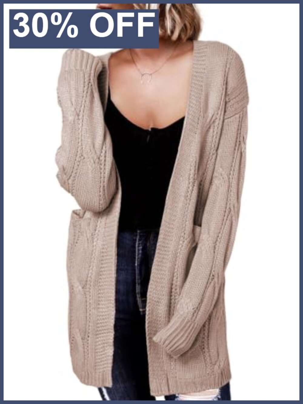 100% Acrylic Open Front Lantern Sleeve Long Cardigan Sweater